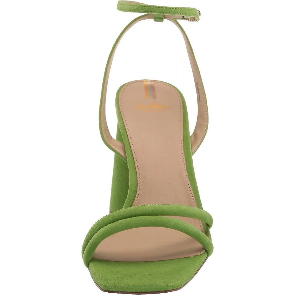 Sam Edelman Kia Block Heel Sandal 8.5 Apple Green Suede Square Toe Ankle Strap - Picture 4 of 16
